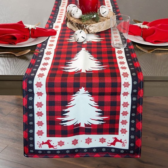 Adoramour Christmas Buffalo Plaid Table Runner 13 X 72 - Picture 1 of 4